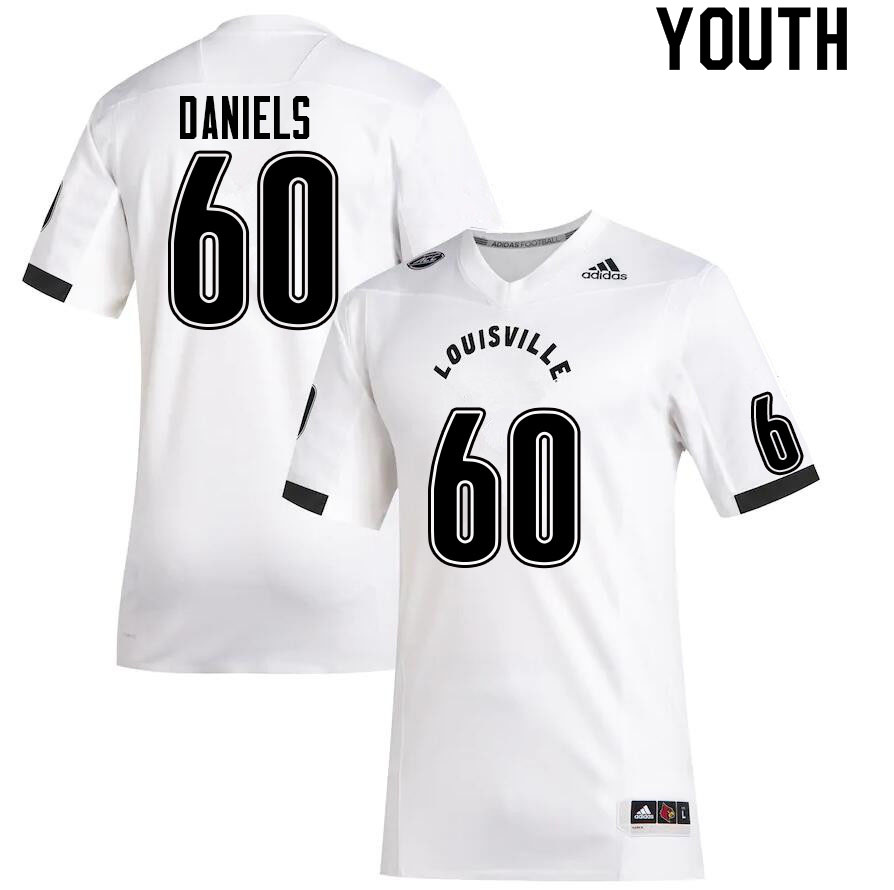 Youth #60 Desmond Daniels Louisville Cardinals College Football Jerseys Sale-White - Click Image to Close